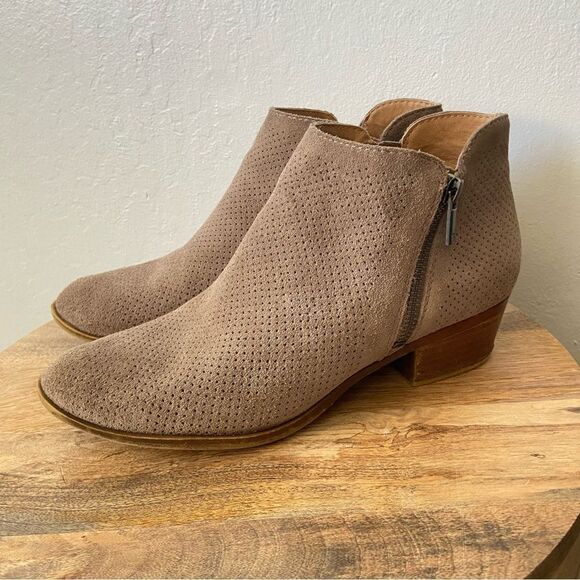 Lucky Brand | Shoes | Lucky Brand Size 8 Womens Bayley Suede  Lucky Brand Bayley Suede Perforated Ankle Zip
Booties